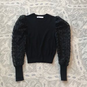 Black Zara top! Shear sleeves!